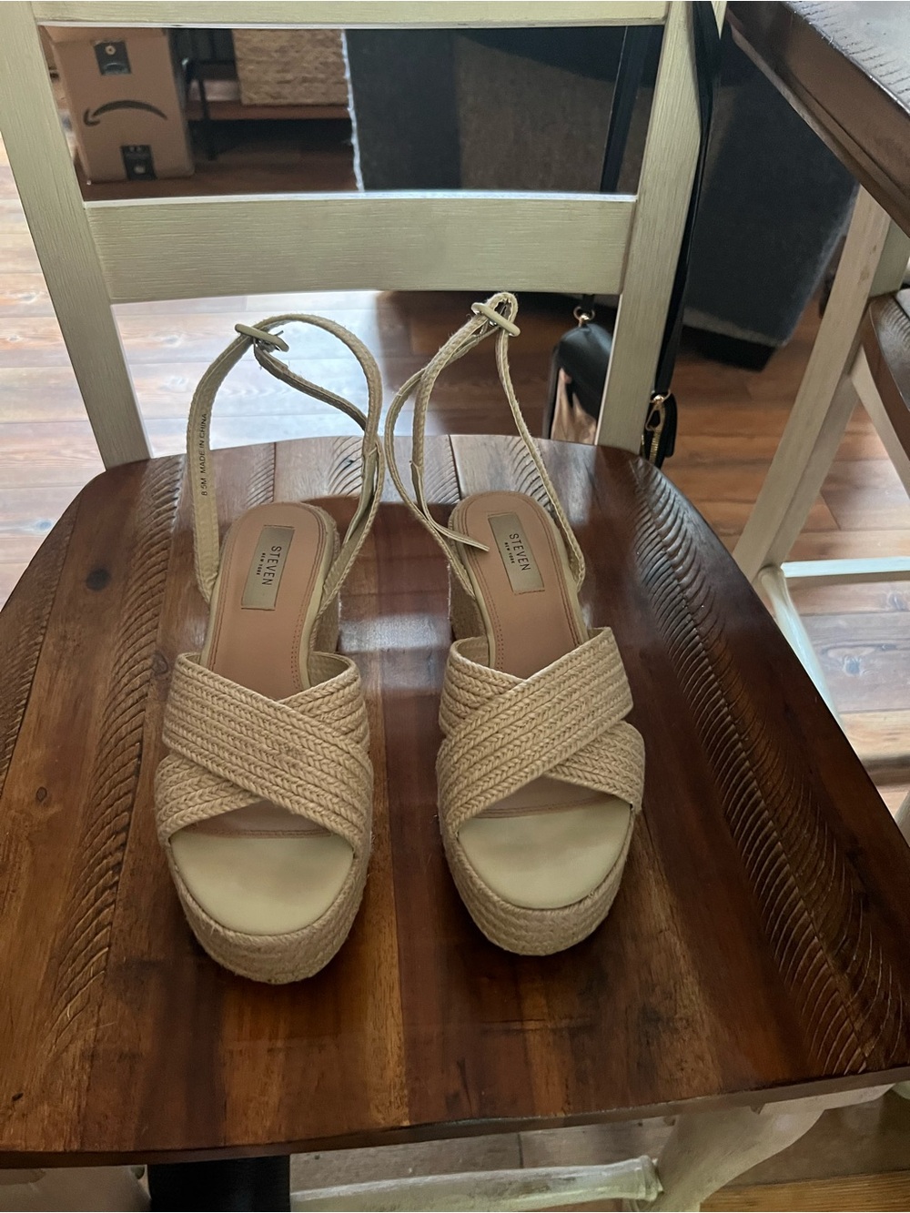 Steve Madden Natural/Cream Espadrille Wedge Slingback Sandals